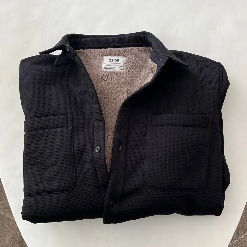 Nomad Men's Lightweight Shirt Jacket - Black with Cream Lining